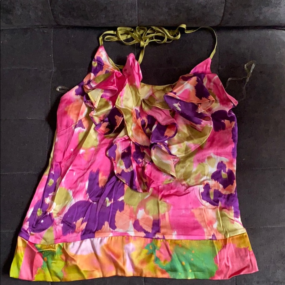 Watercolor Silk Halter - Excellent Condition
